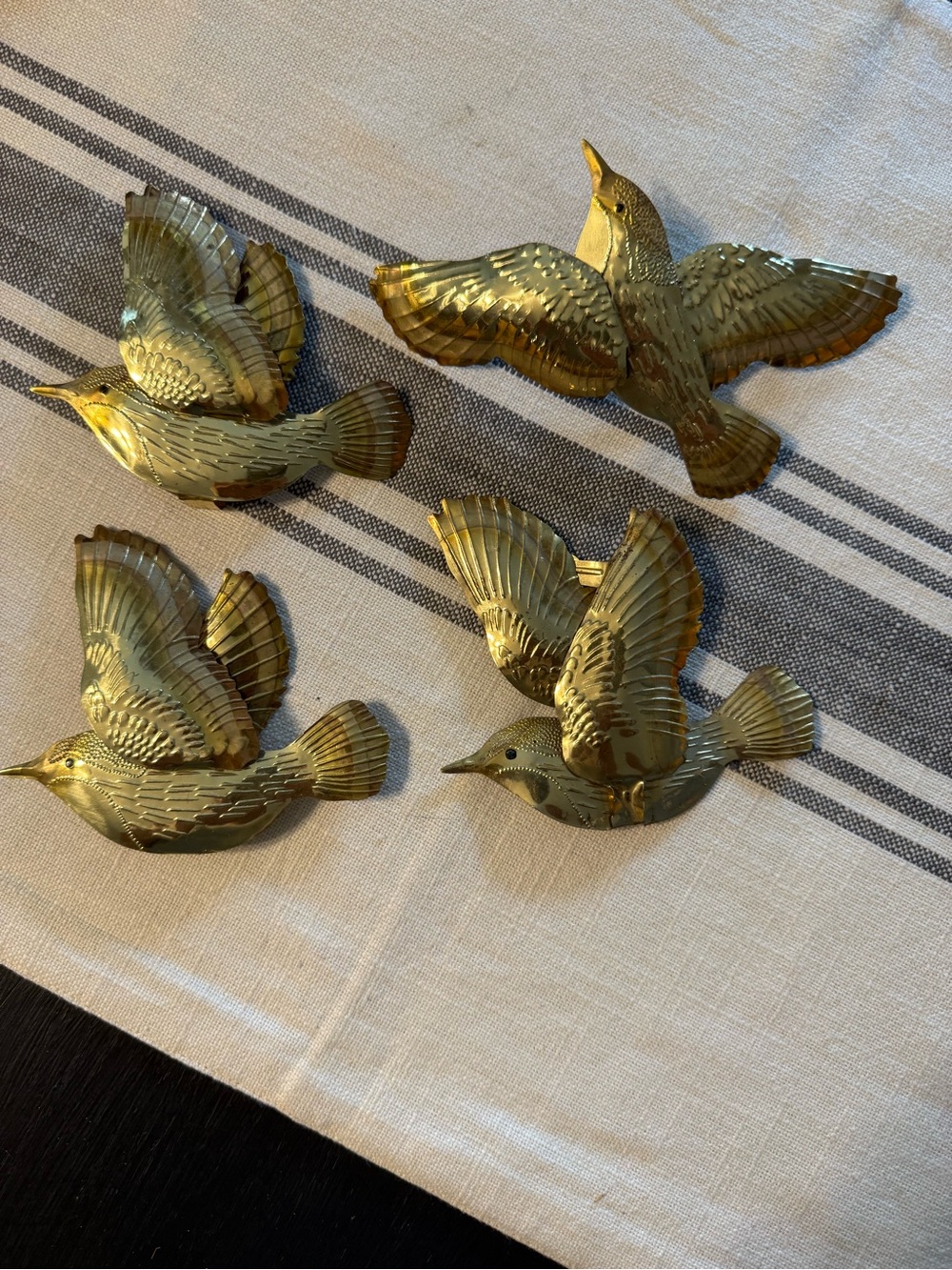 HOMCO vintage brass flying birds, set of 4